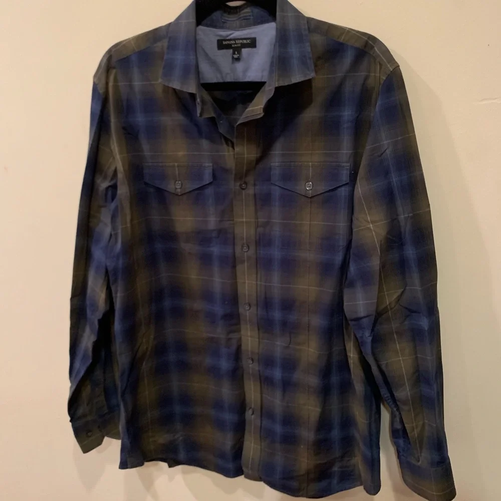 Banana Republic Slim Fit Plaid Button-Up Dress Shirt